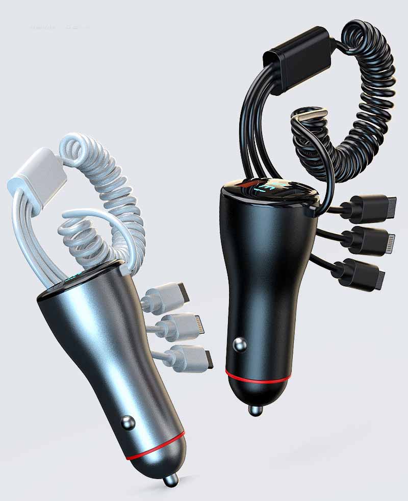 Multifunctional Dual Usb One With Three Wire Charger