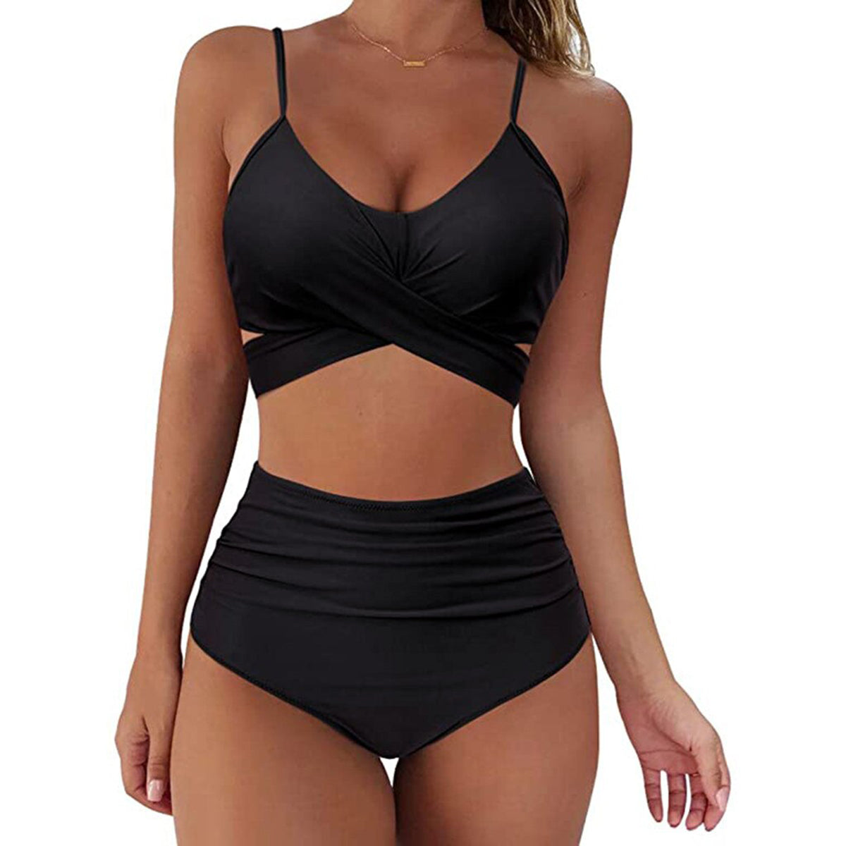 Two-Piece Cross High Waist Split Swimsuit