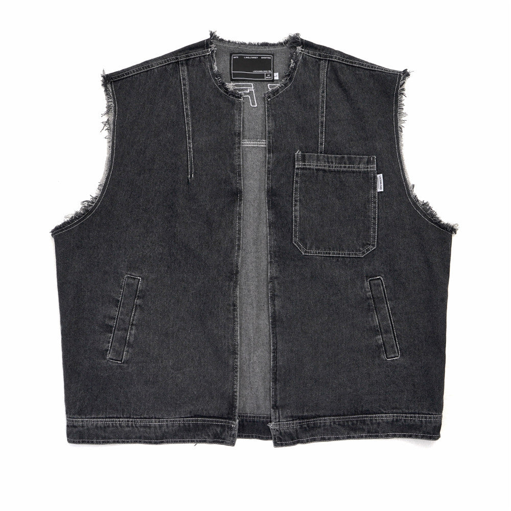 Men's Multi Pocket Sleeveless Denim Tank Top