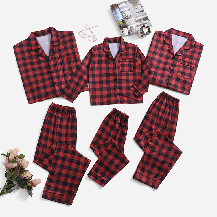 Christmas Family Parent-child Striped Pajamas Housewear Suit