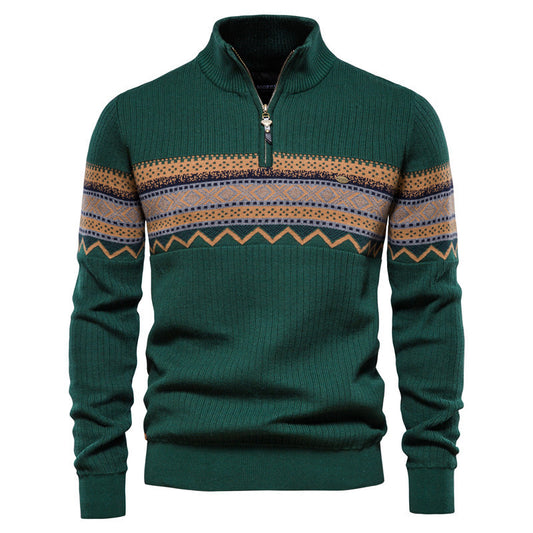 Zipper British Long Sleeve Men's Knitwear Casual