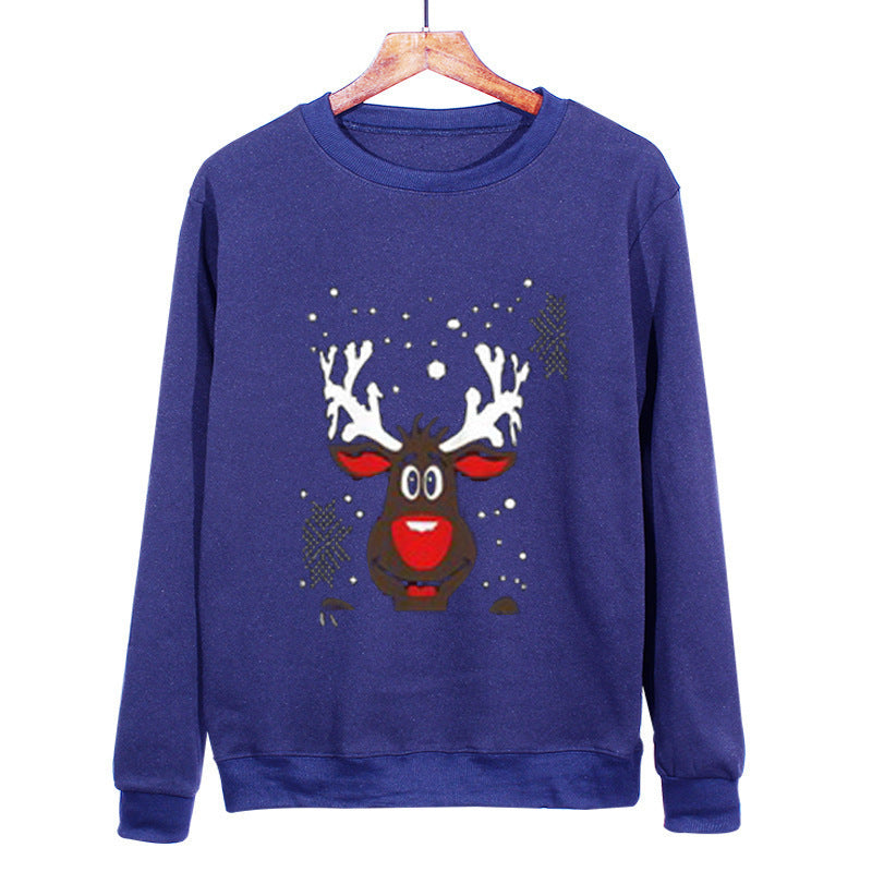 Christmas Antlers Cute Print Crew Neck Sweater