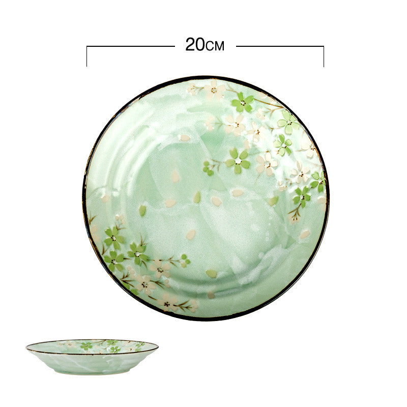 Underglaze Color Tableware Autumn Cherry Big Deep Plate Rice Bowl