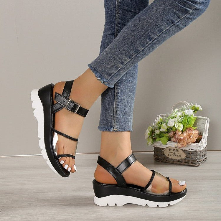 Women Sandals Summmer Buckle Shoes With PVC Transparent Design