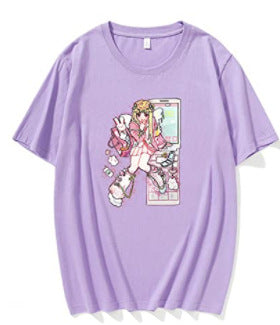 Gothic Pink Harajuku Anime Girl Loose Aesthetic T-Shirt