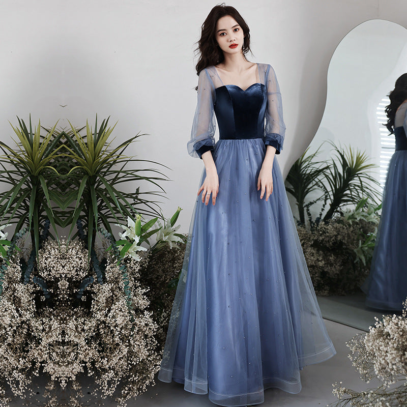 Velvet Long Birthday Party Dress For Women