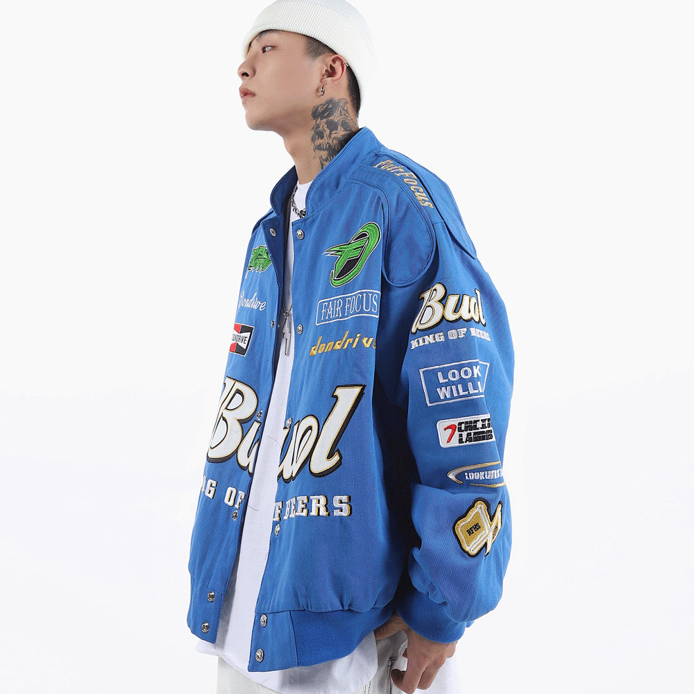 Men's Hip Hop Letter Embroidered Thick Jacket