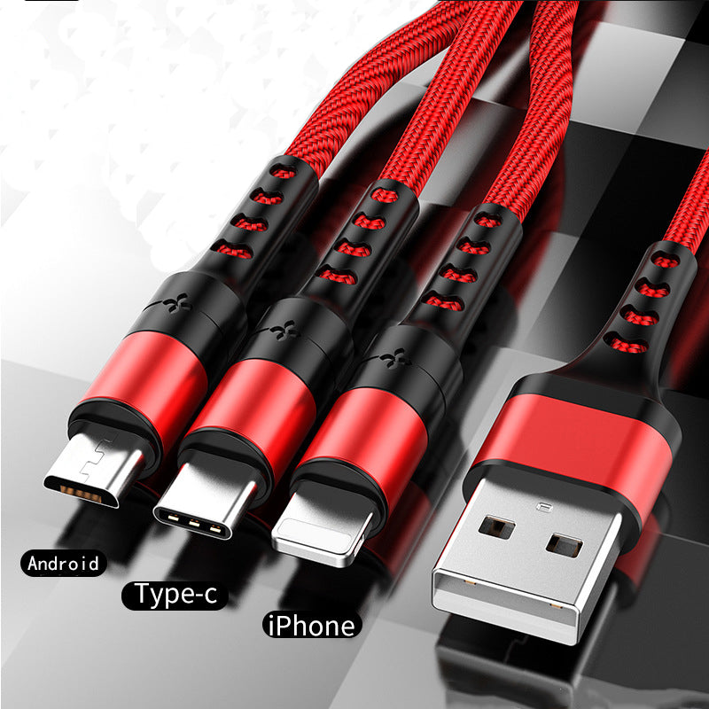 Braided One With Three Data Android Fast Charging Cable