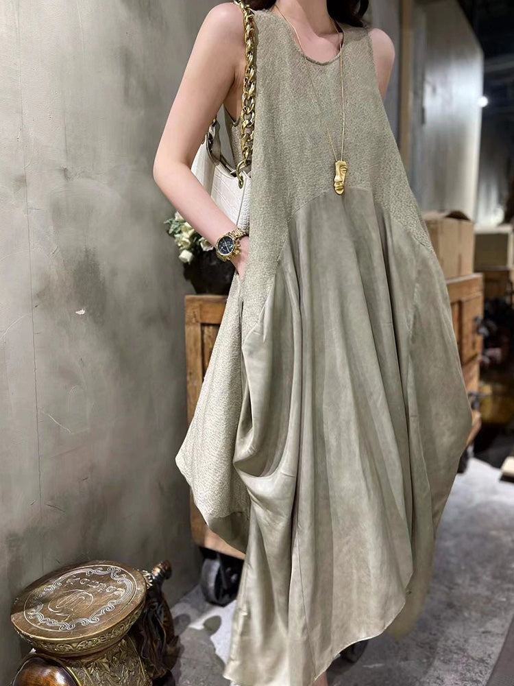 Vintage Fashion High-end Sleeveless Patchwork Dress