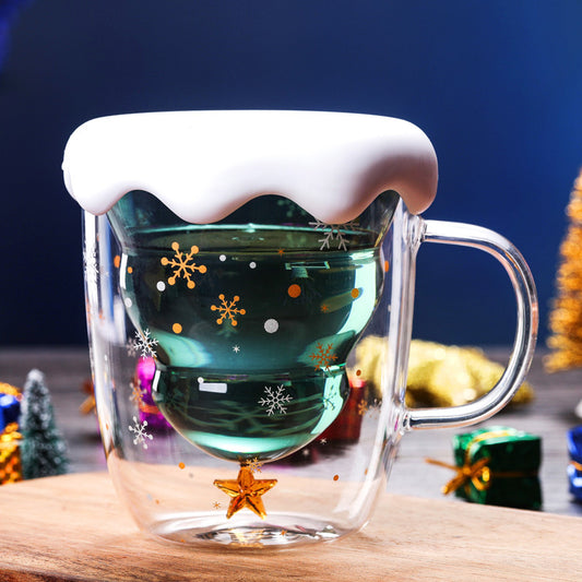 Double-layer Glass Christmas Tree Star Wish Cup High-temperature Resistant Glass Water Cup