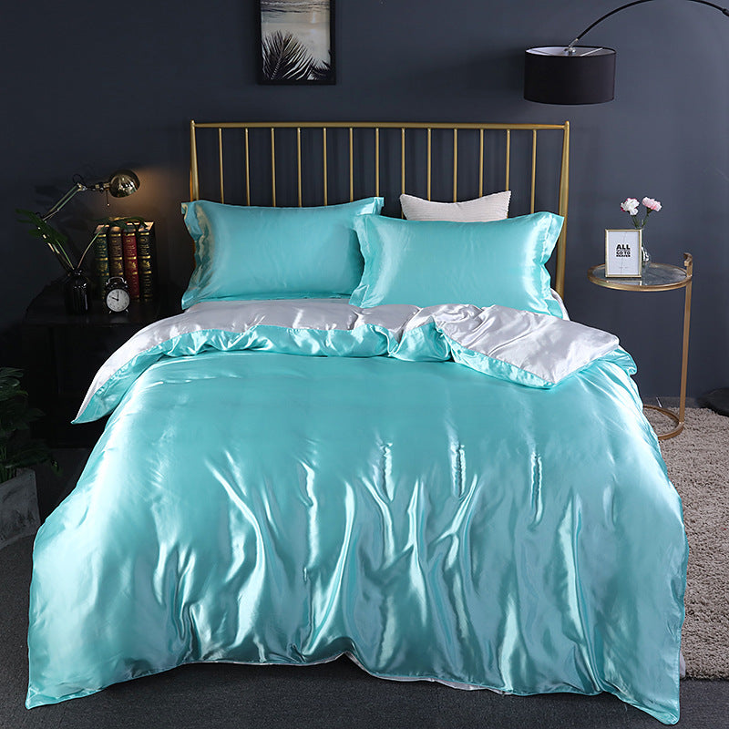 Summer Simple Pure Color Ice Silk Bed Linen Quilt Cover Bedding