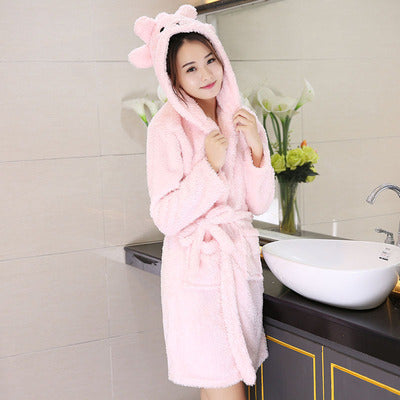 Women's Winter Thickened And Lengthened Flannel Bathrobe