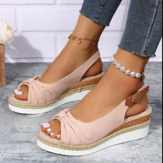 Bow Shoes Summer Peep Toe Platform Sandals Buckle Daily Casual Shoes