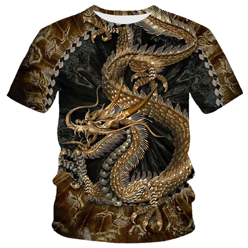 New Dragon Series 3D Digital Printing Men's Round-neck Short-sleeved T-shirt