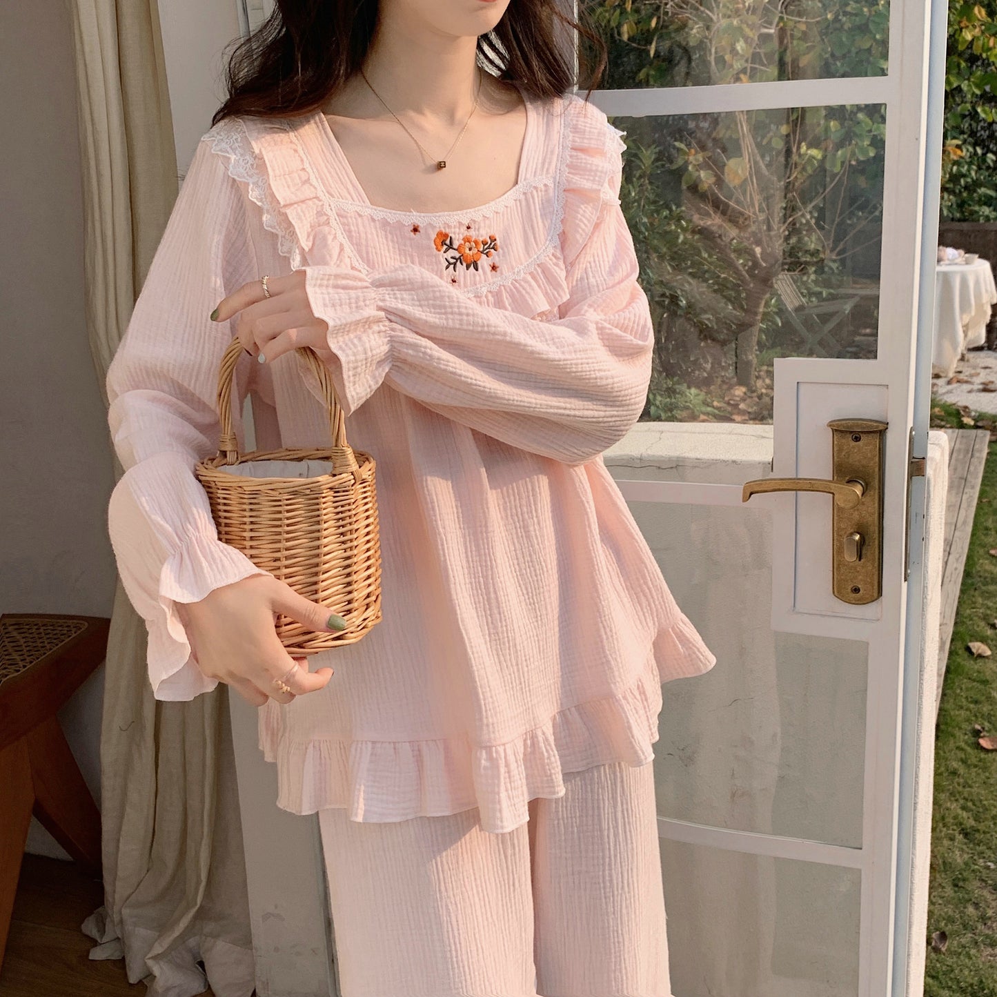 Japanese Pastoral Long-sleeved Pajamas Women's Suit