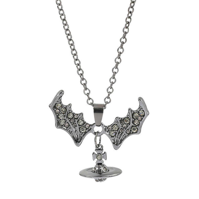 Halloween Heart Bat Hip Hop Ornament Necklace