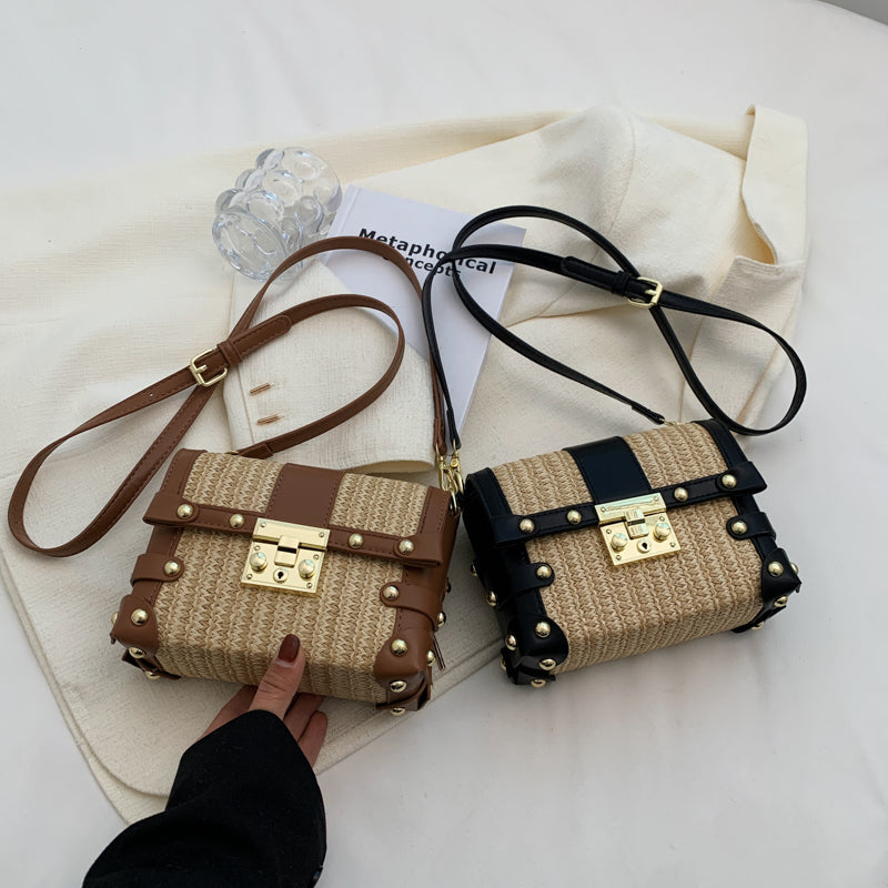 High-quality Texture Small Bag Women's Summer 2022 New Trendy Fashion Straw Woven Messenger Bag Woven Niche Texture Small Square Bag