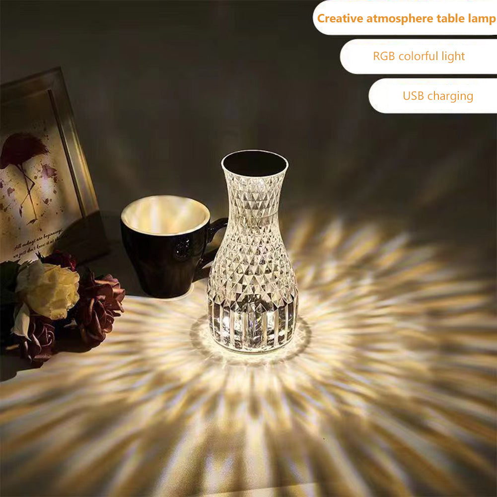 Vase Shape Atmosphere Crystal Lamp Romantic Bedside Diamond Table Lamp Home Christmas Decorations LED Lights