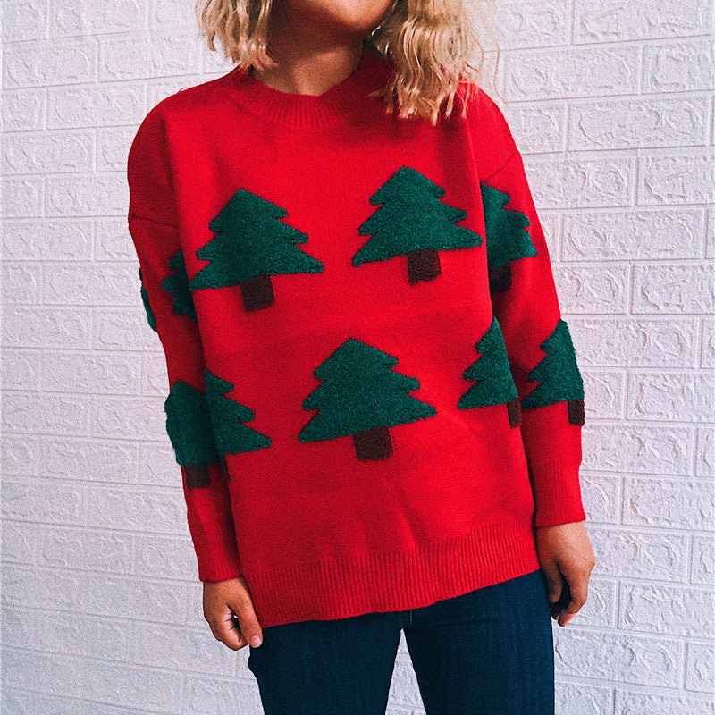 Christmas Sweater Round Neck Long Sleeve Knitted Pullover