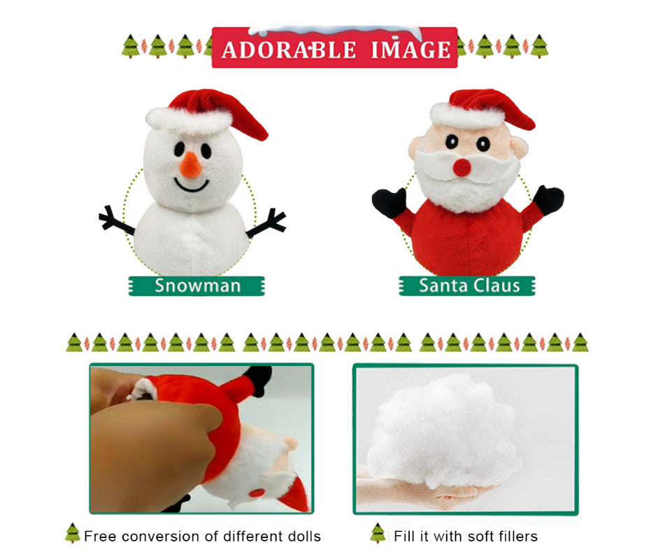 Santa Claus Doll Double-sided Flip Christmas Snowman Plush Doll Christmas Decor Ornaments Kid Toy Gift