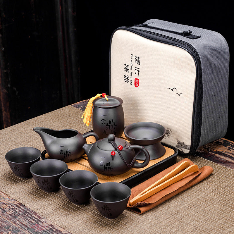 Zisha Travel One Pot Four Cups Portable Tea Set