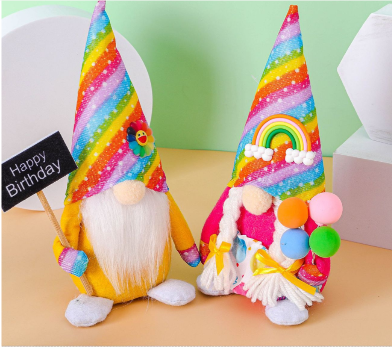 New Rainbow Birthday Rudolph Doll Ornaments