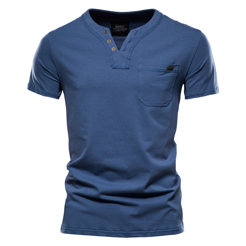 Sports T-shirt Slim Cotton Pocket Men