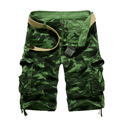 Men's Loose Casual Camouflage Overalls Large Size Multi-pocket Five-point Pants Men's Beach Pants