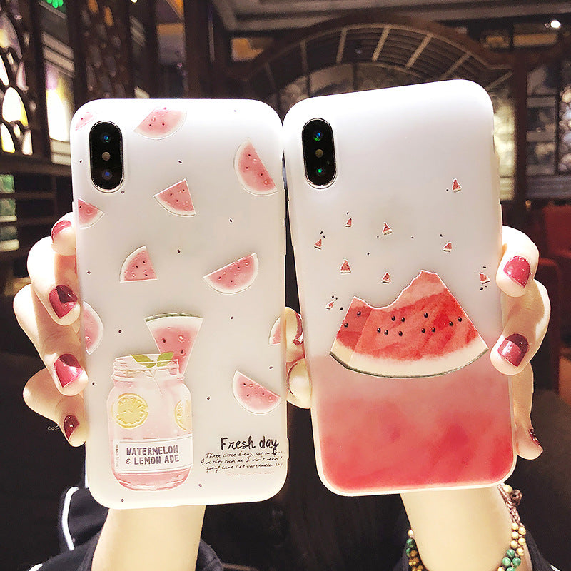 Summer Watermelon Phone Case Silicone All-Inclusive Small Scrub