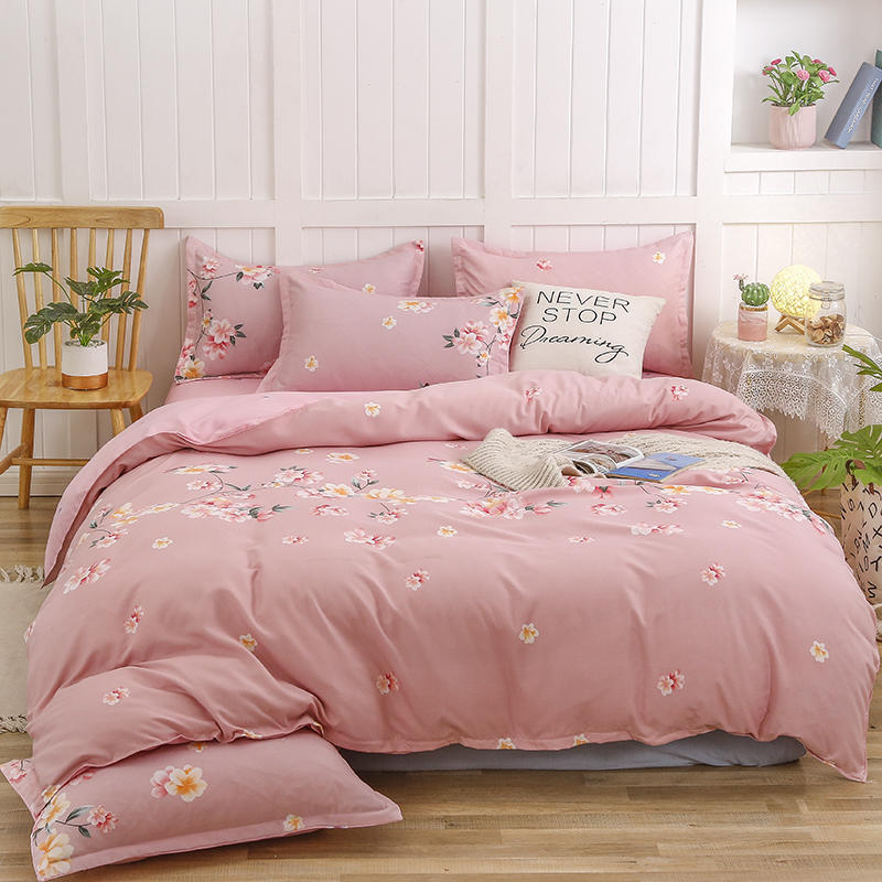 Simple Cotton Sanding Four-piece Set Thickening Small Bed Quilt Cover