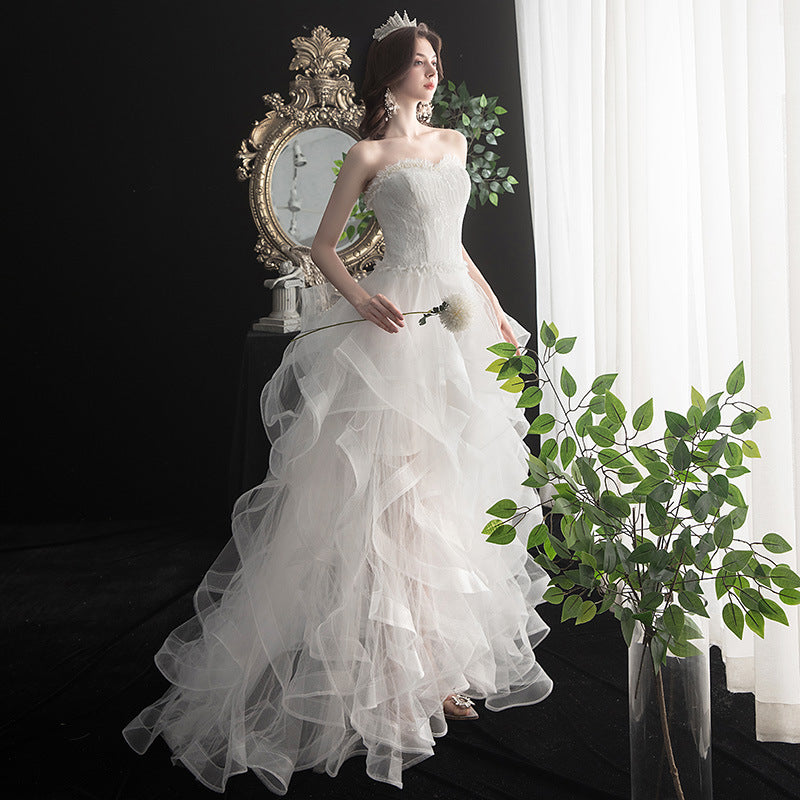 Short Front And Back Length Small Trailing Wedding Dress - globaltradeleader