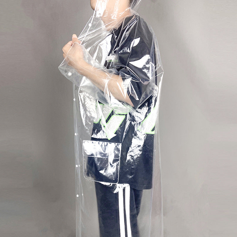 Super Thick EVA Lychee Pattern Full Transparent Raincoat