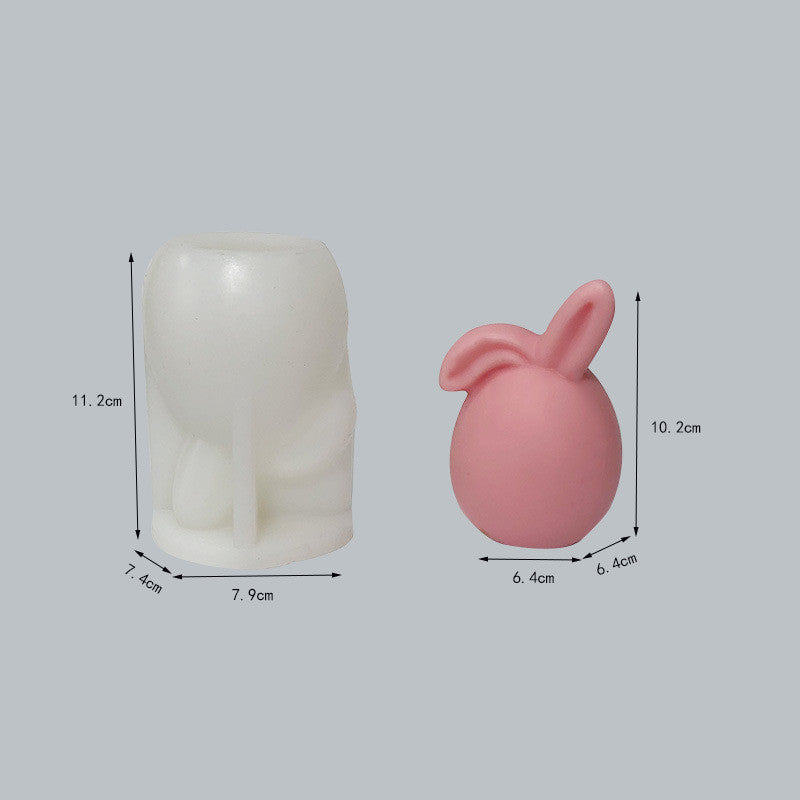 Easter Faceless Rabbit Head Baking Cake Mold DIY Ornaments Aromatherapy Candle Sitting Rabbit Silicone Mold