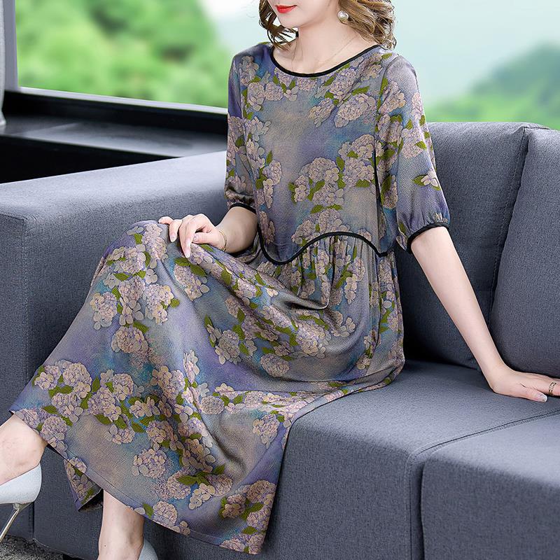 Fashion And Personality Silk Dress With Print