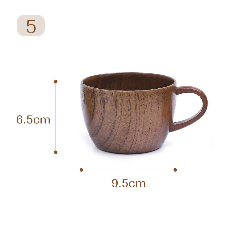 Japanese Style Vintage Handle Solid Wood Water Cup