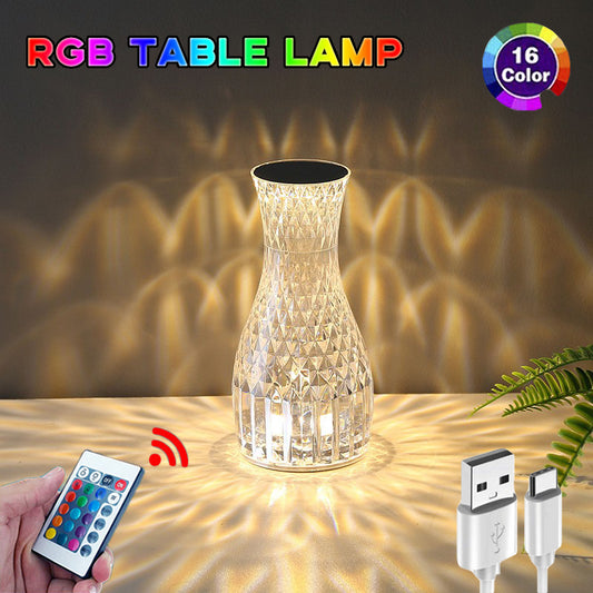 Vase Shape Atmosphere Crystal Lamp Romantic Bedside Diamond Table Lamp Home Christmas Decorations LED Lights