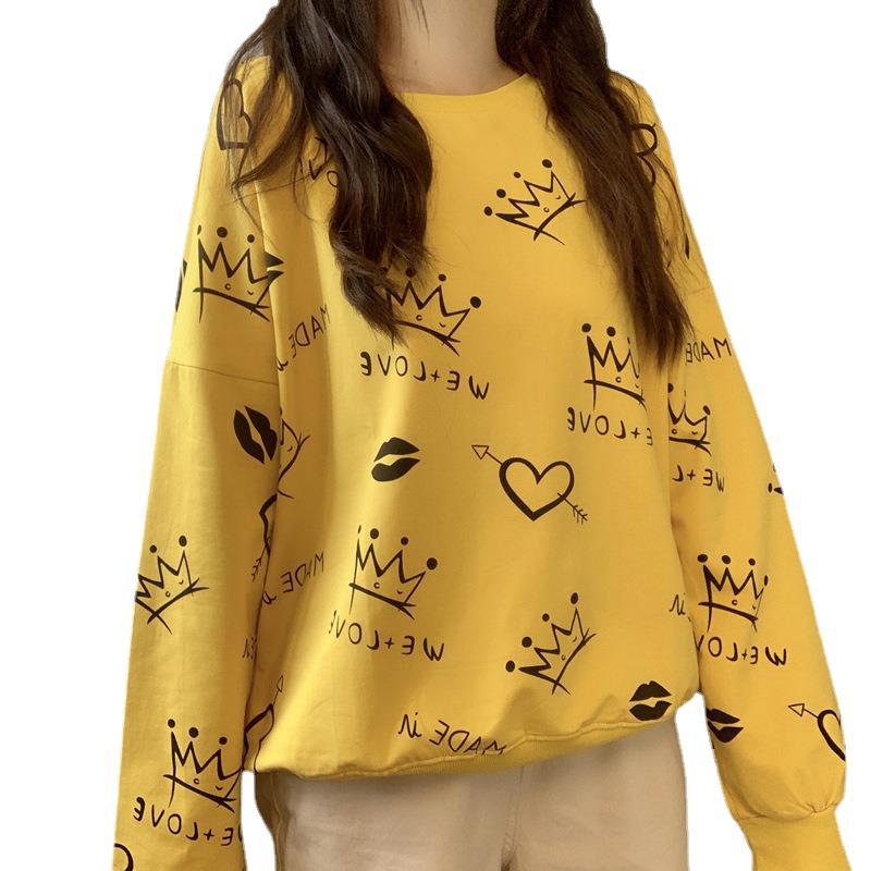 Front And Back Graffiti Printed Long-sleeved Sweater Women