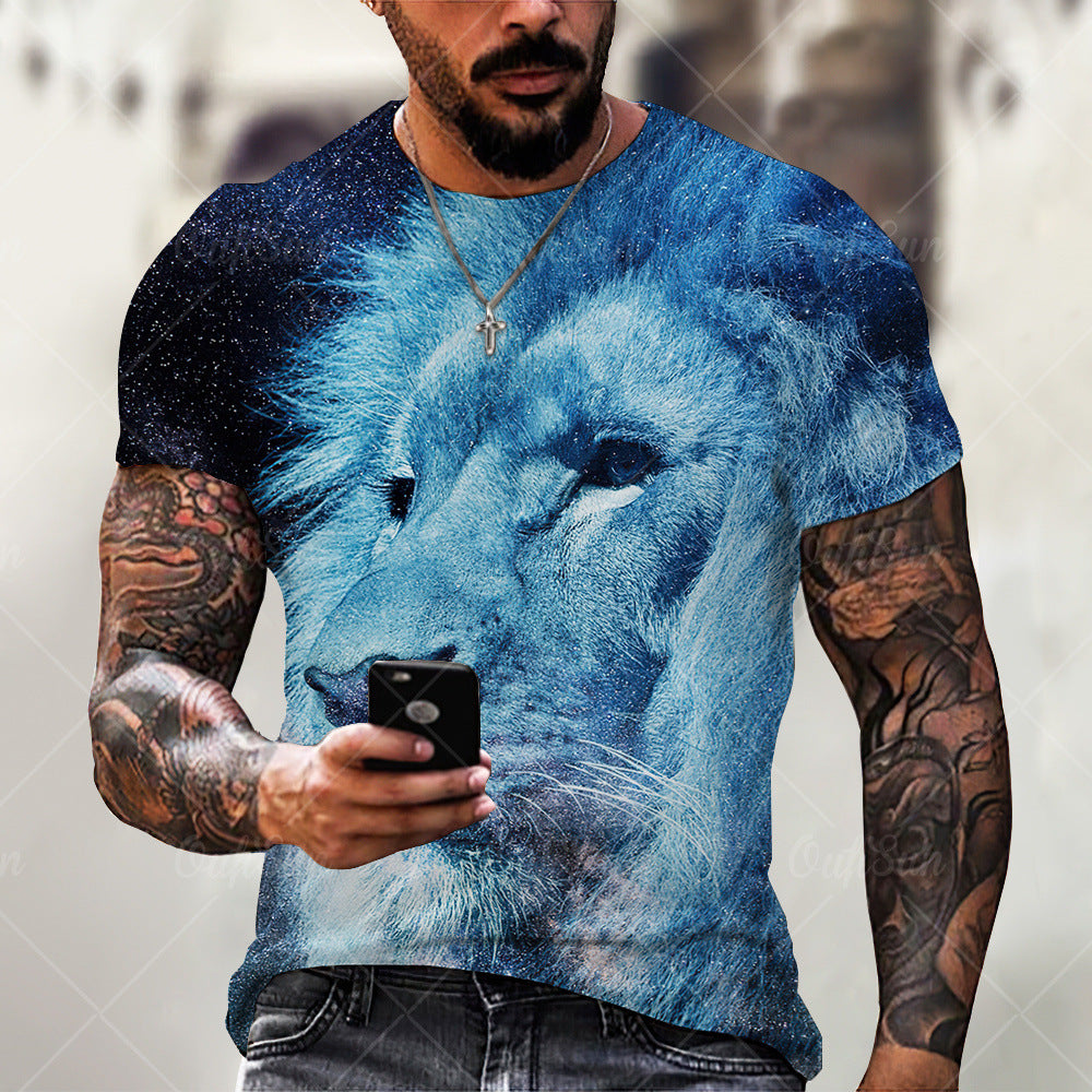 Lion Animal Digital Printing Men's Sports 3D T-shirt