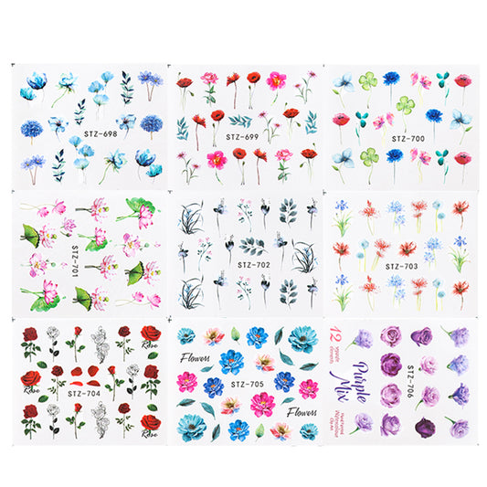 Ink Flower Series Nail Water World Stickers