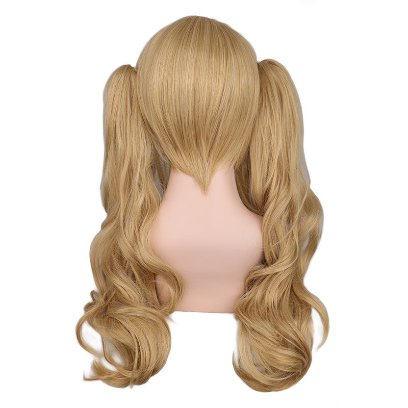 Female Tiger Clip Mixed Golden Wig Double Tiger Clip Anime Cosplay