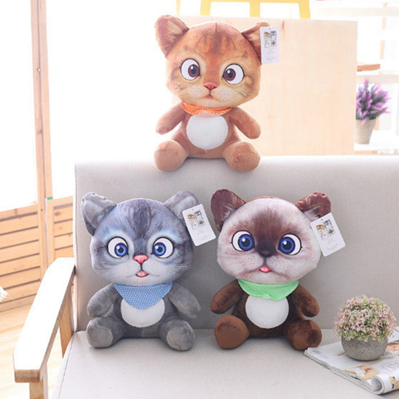 Simulation 3D Cat Doll Plush Toy Pillow Pendant Doll