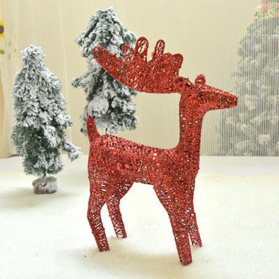 Iron Christmas Deer Sequin Light Onion Powder Deer Pulling Cart