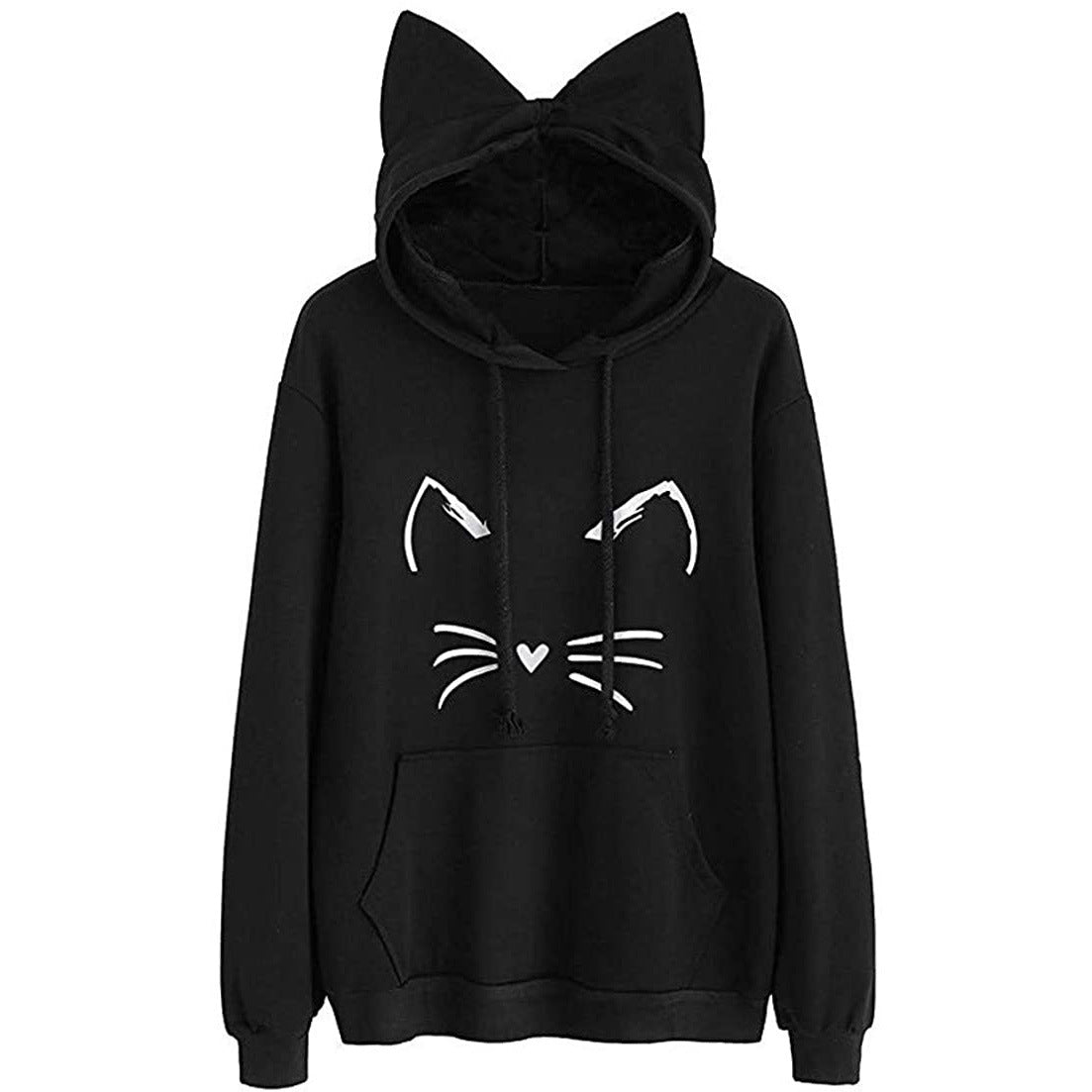 Cat Printing Ear Hooded Women's Sweater