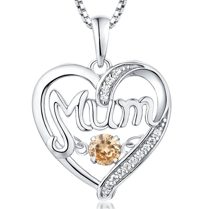 S925 Silver Pulsatile Heart MoM Necklace Mother's Day Gift Birthstones Smart Pendant