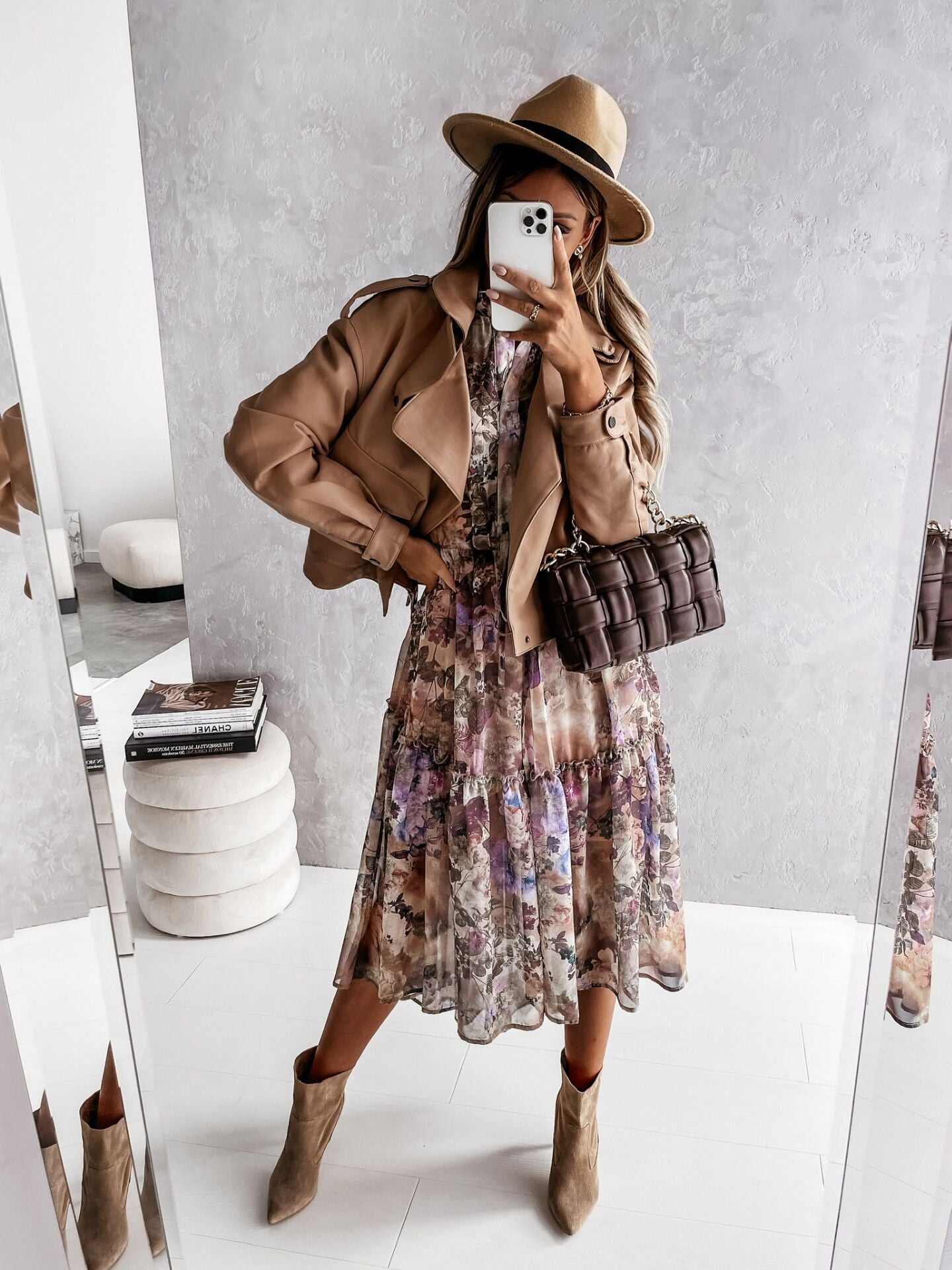 European And American New Style Printed Long-Sleeved Dress