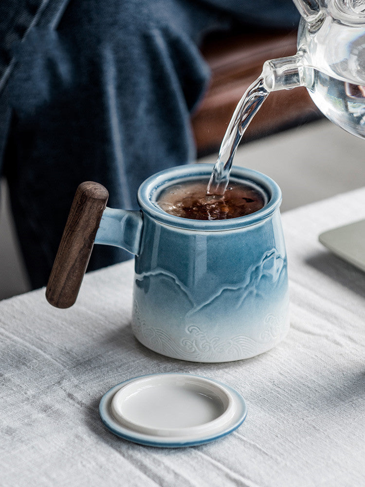 Gradient Mug Ceramic Drink With Lid