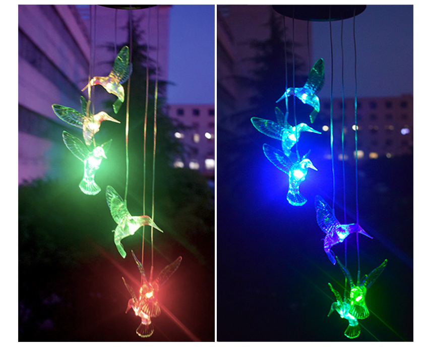 Color Changing Solar Power Wind Chime Crystal