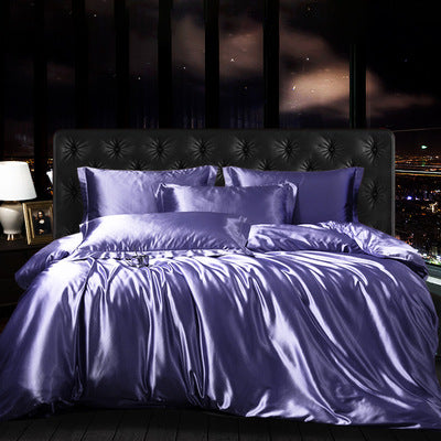 High-grade Silk Four-piece Simple Quilt Cover Sheet Bedding