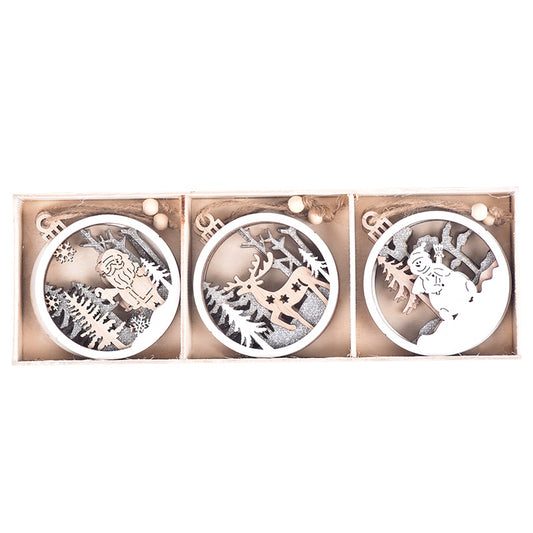 Christmas Decoration Wooden Elk Old Man Snowman Pendant