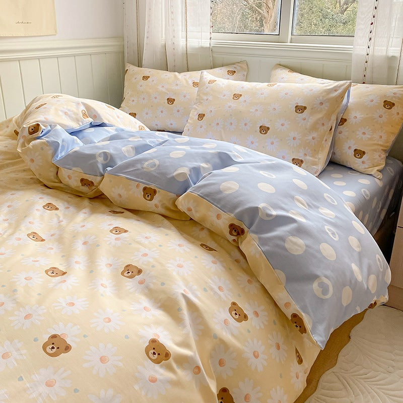 Printed Cartoon Girl Quilt Cover Cotton Four-piece Bed Sheet